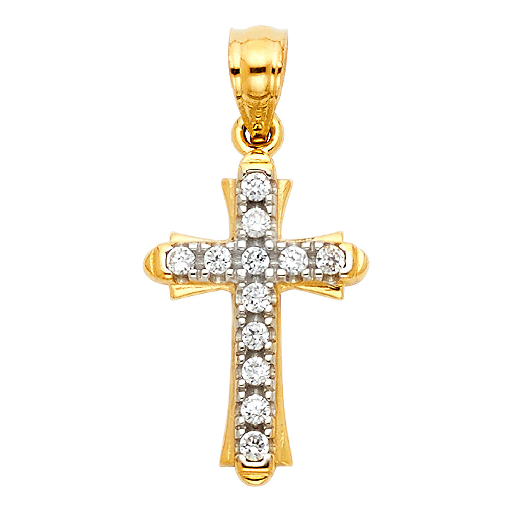 14k Yellow Gold Traditional Christian Style Cross Pendant Simple Charm
