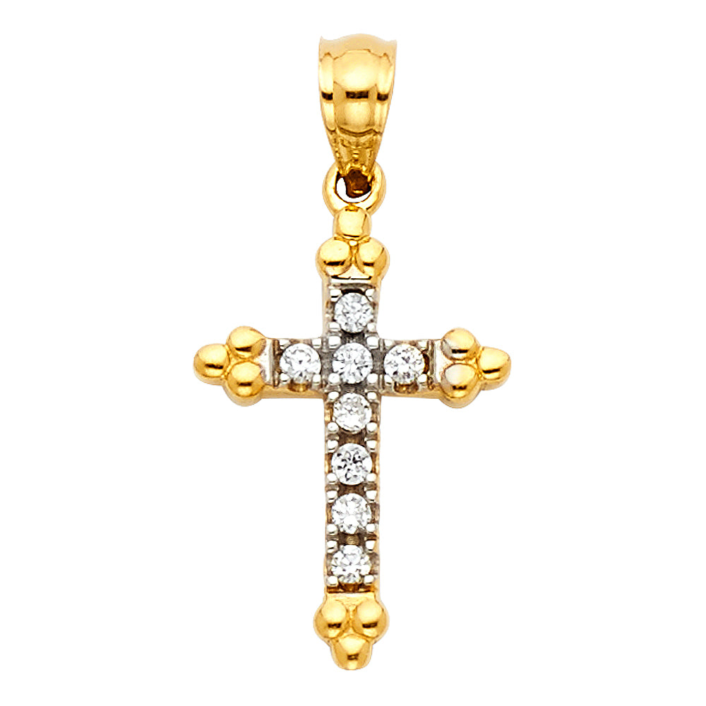 14k Yellow Gold Bright Fashion Standard Christian Cross Pendant Confession Charm