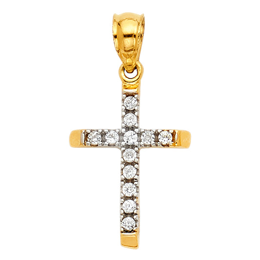 14k Yellow Gold Testament of Faith Charming Christian Cross Pendant Purity