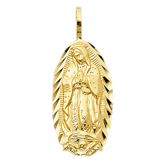 14k Yellow Gold Precision-Cut Virgin of Guadalupe Medal Pendant Charm