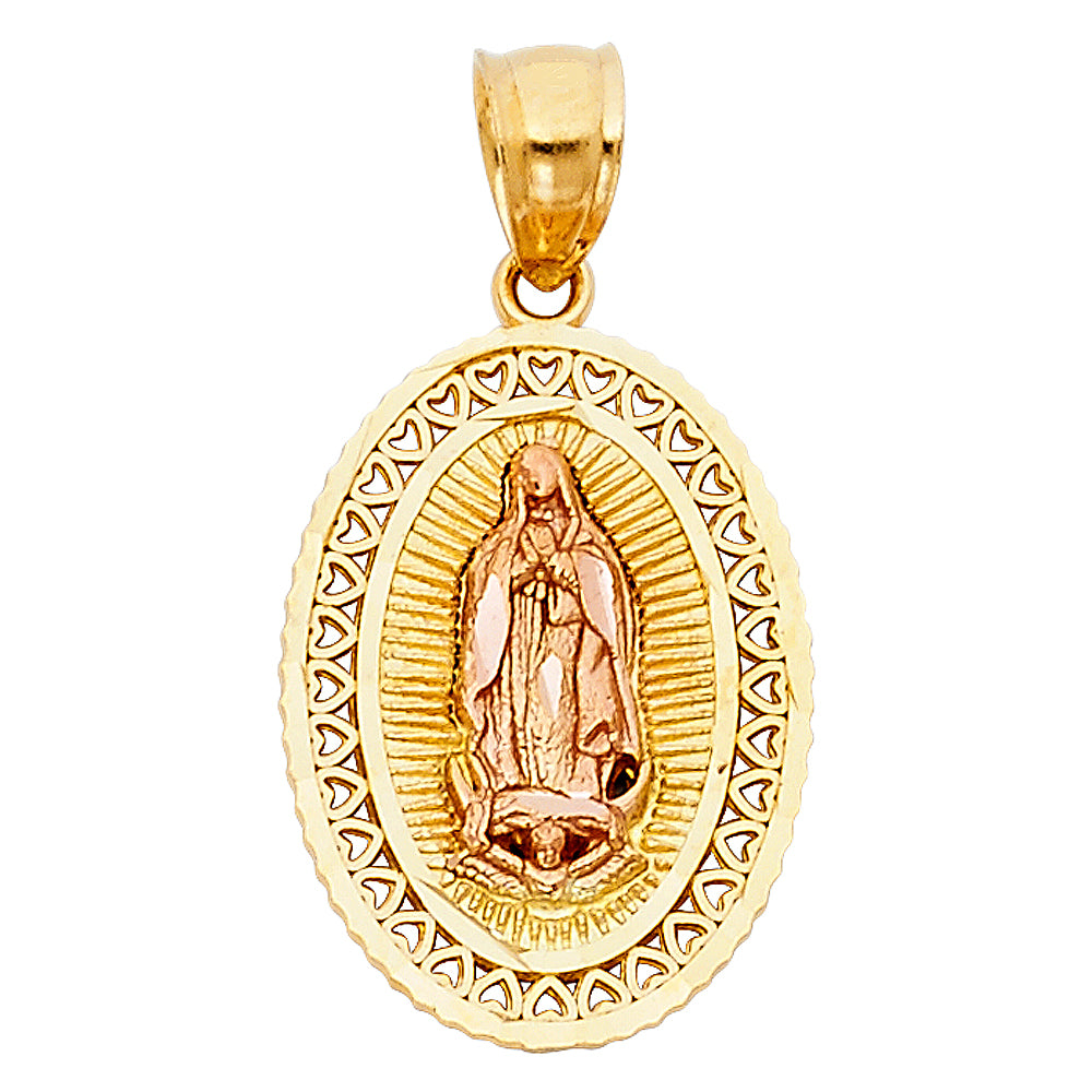 14k Two-Color Gold Beautiful Heart of Guadalupe Pendant God the Father Charm