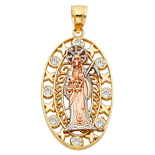 14k Tri-Color Gold Grim Reaper Angel of Death Pendant Buried Forgotten Charm