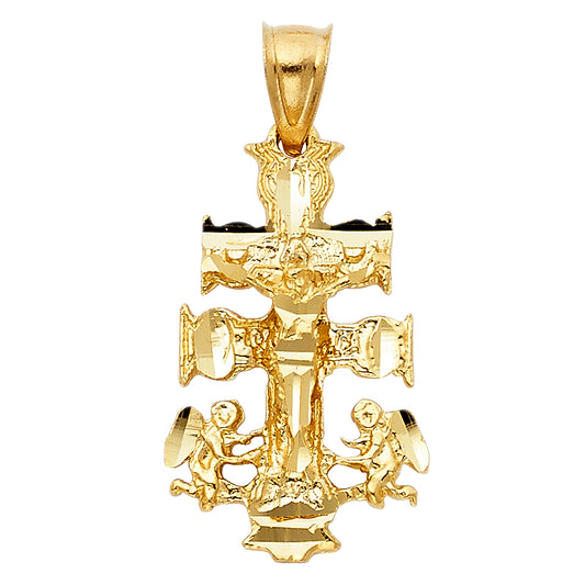 14k Yellow Gold Traditional Roman Catholic Caravaca Pendant Shiny Durable Charm