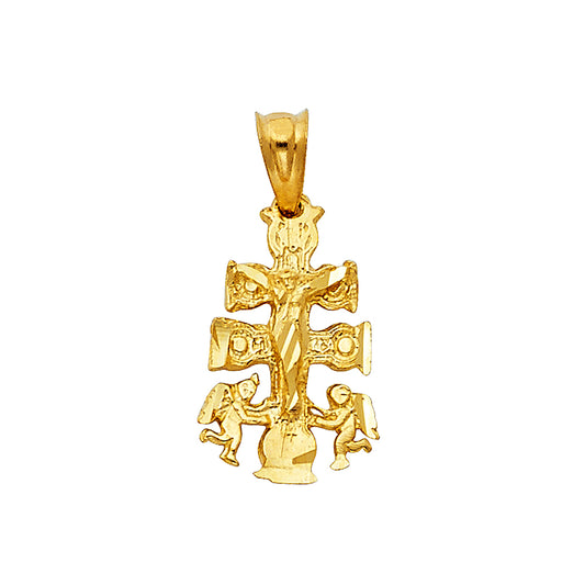 14k Yellow Gold First Caravaca Crucifix Pendant Unisex Charm