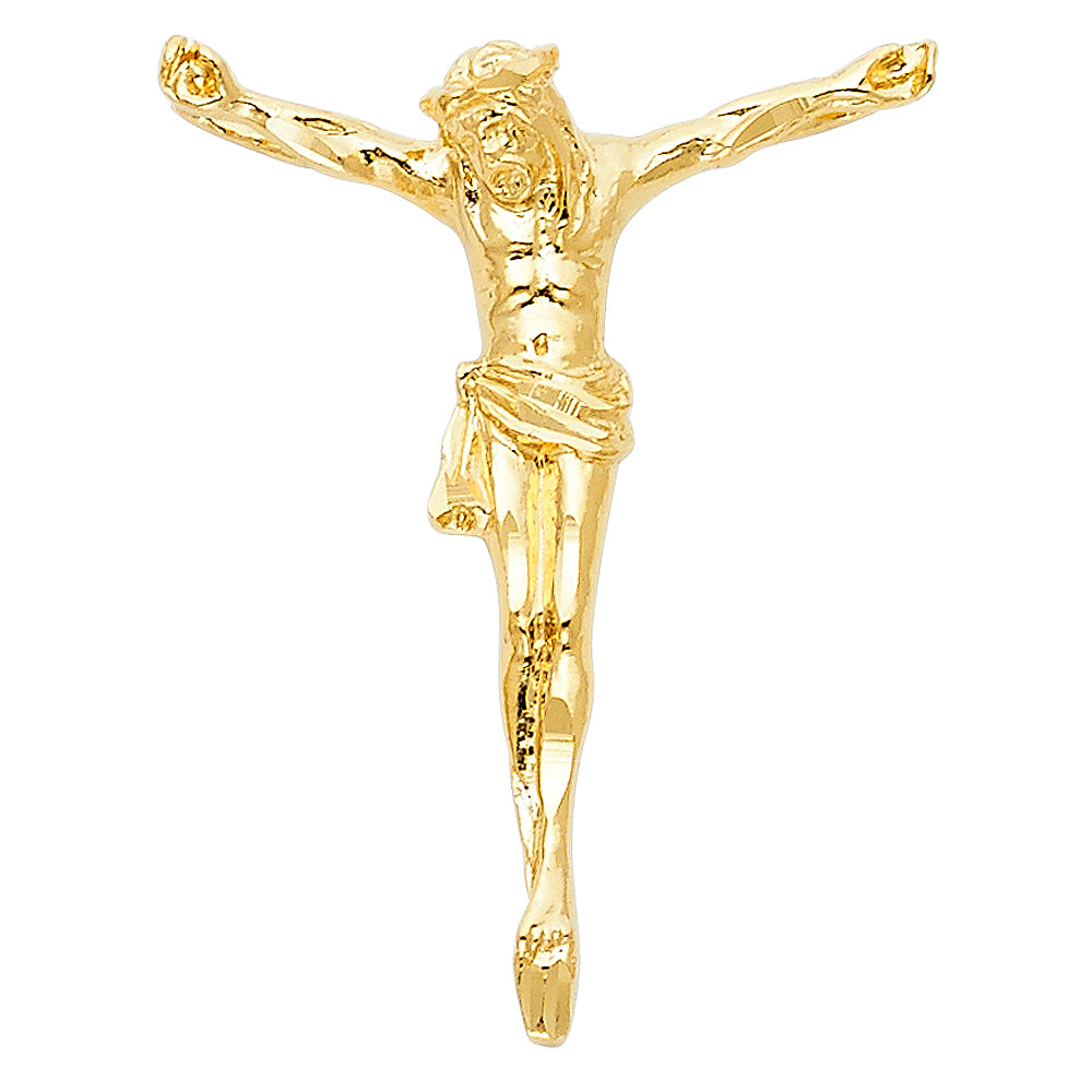 14k Yellow Gold 3D Precision-Cut Cross Jesus Crucifix Pendant Charm
