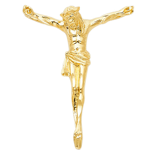 14k Yellow Gold 3D Precision-Cut Cross Jesus Crucifix Pendant Charm