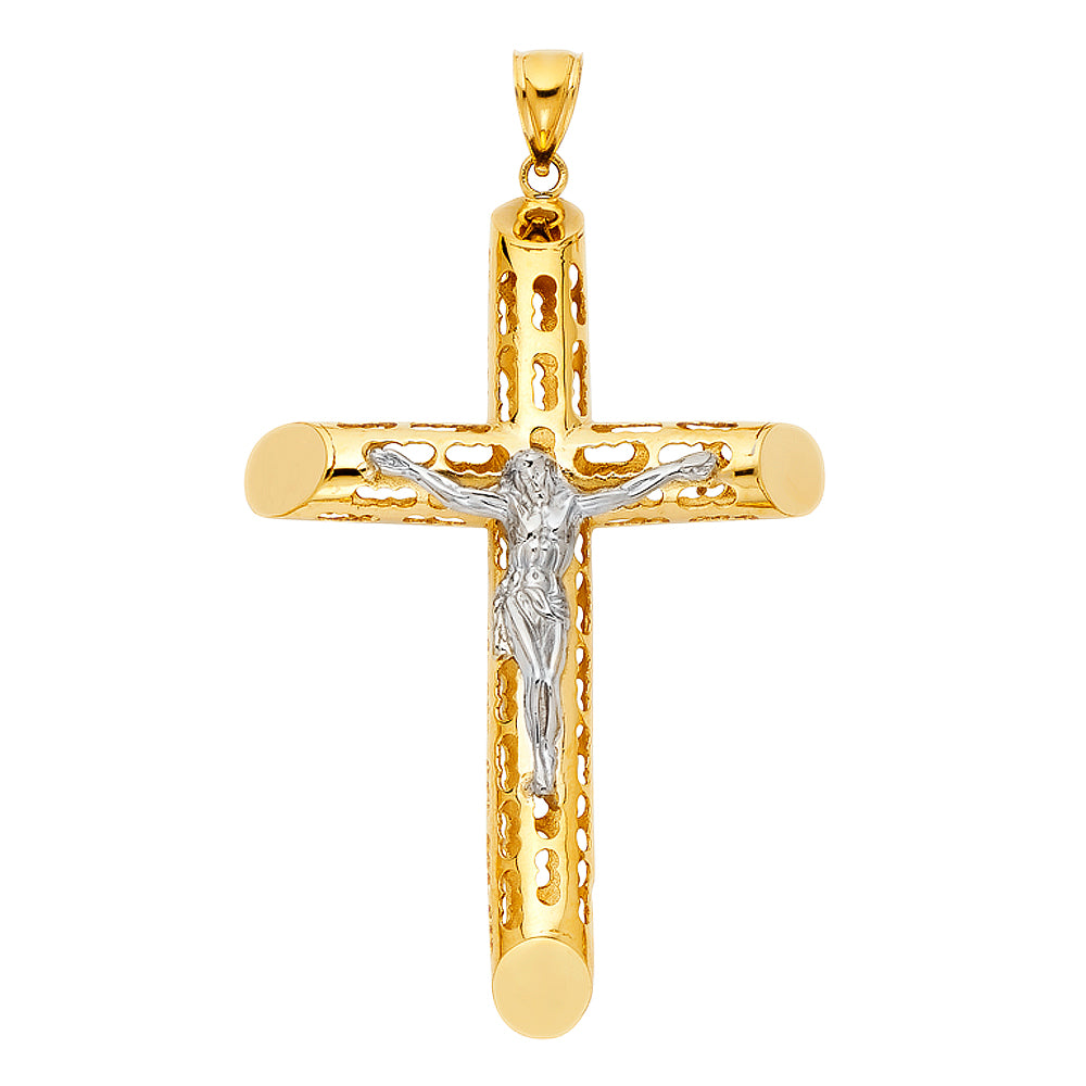 14k Yellow Gold God Almighty Extra Large 3D Crucifix Cross Pendant Giant Charm