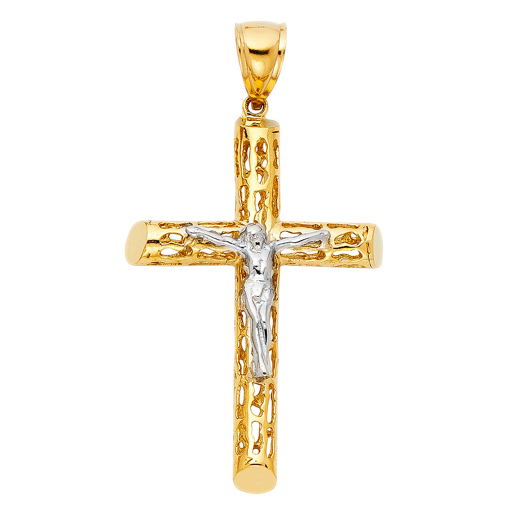 14k Yellow Gold Everlasting God Faith Cross with Jesus Pendant Crucifix Charm