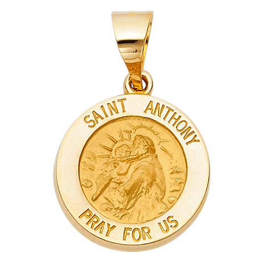 14k Yellow Gold Saint Anthony Pray For Us Medal Pendant Inspirational Charm