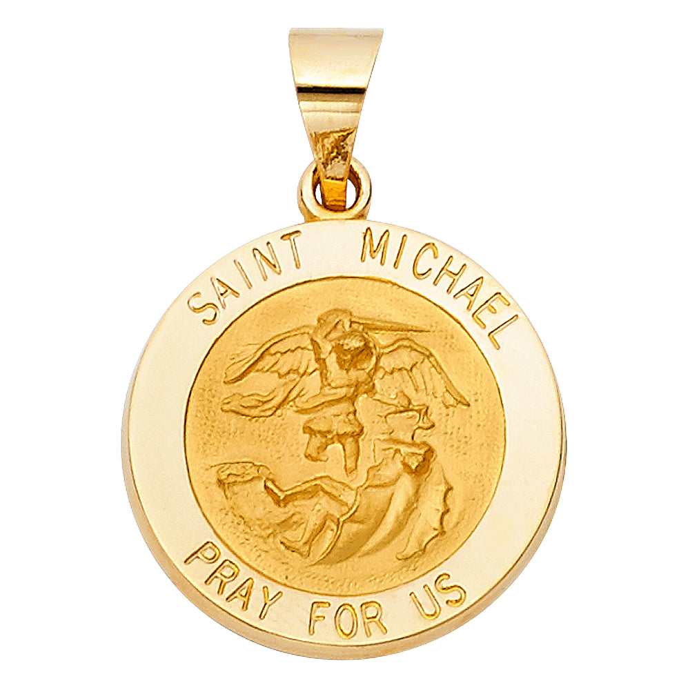 14k Yellow Gold Saint Michael Pray for Us Pendant Inspirational Forgiven Charm