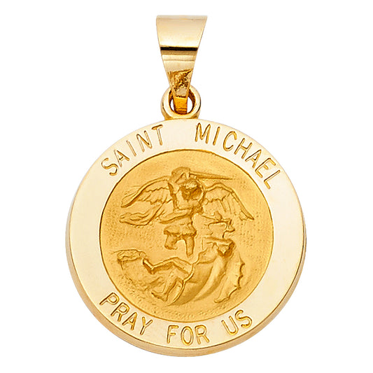 14k Yellow Gold Saint Michael Pray for Us Pendant Inspirational Forgiven Charm