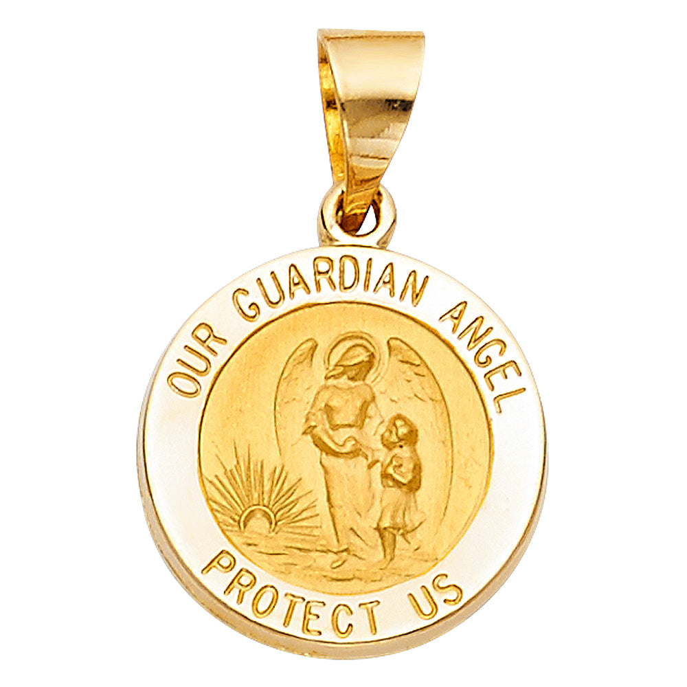 14k Yellow Gold Gods Saints Protecting Us Angel of Christ With Us Pendant Charm