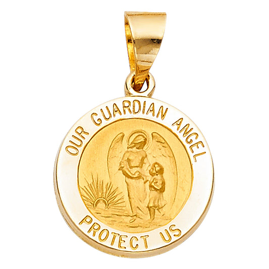 14k Yellow Gold Gods Saints Protecting Us Angel of Christ With Us Pendant Charm