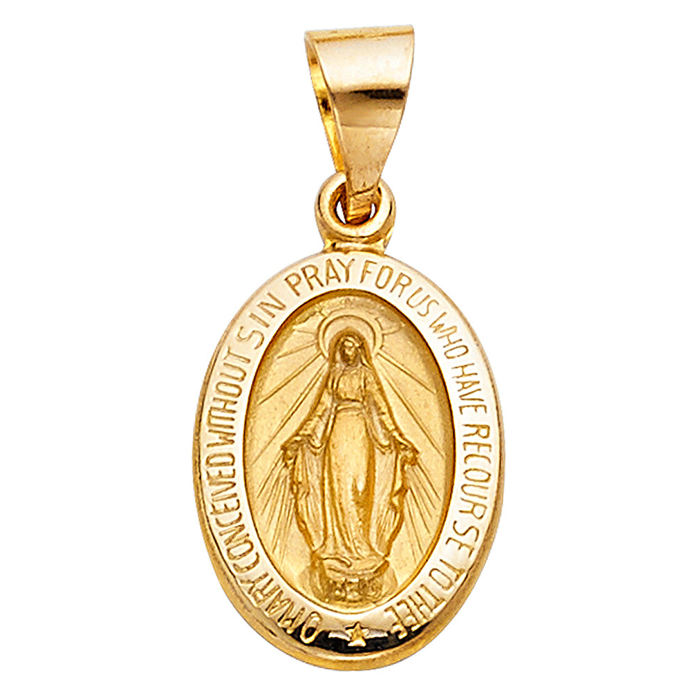 14k Yellow Gold The Miraculous Medal Milagrosa Medallion Virgin Mary Pendant