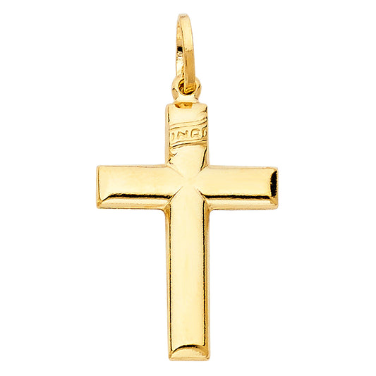 14k Yellow Gold INRI High Polish Cross Pendant Shiny Jesus Christ Vintage Charm