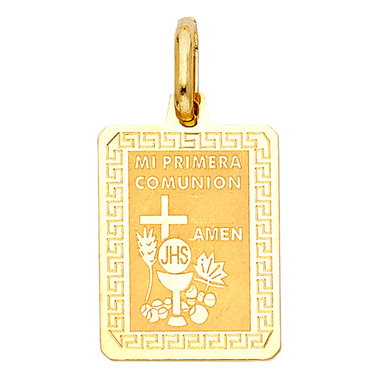 14k Yellow Gold Mi Primera Communion Medalla Pendant Charm