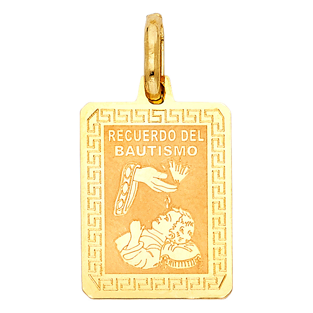 14k Yellow Gold Baptism Ceremony Present Recuerdo Del Bautismo Faith Pendant