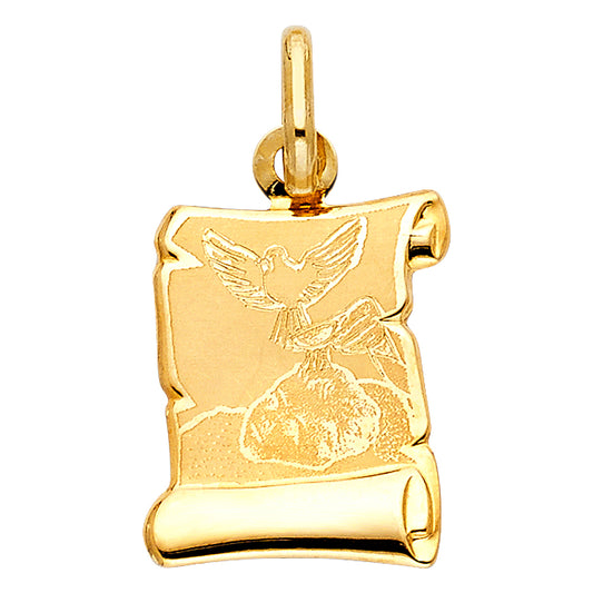 14k Yellow Gold Spirit Dove High Polished Christian Pendant Baptism Charm