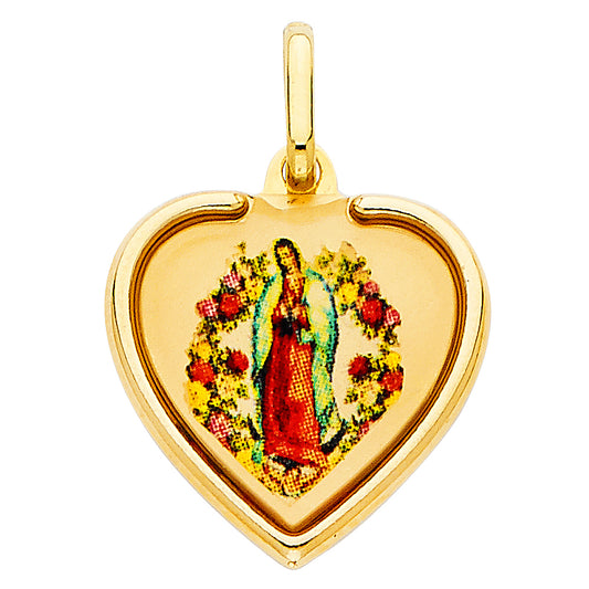 14k Yellow Gold Saint Mary Holy Love Devine God Pendant Charm
