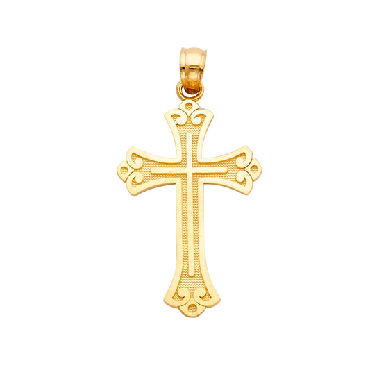 14k Yellow Gold Flat Quatrefoil Cross Pendant Elegant Vintage Vintage Charm