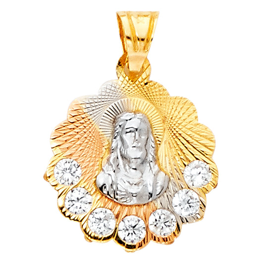 14k Tri-Color Gold God Almighty One Jesus Messiah King of Kings Pendant Charm