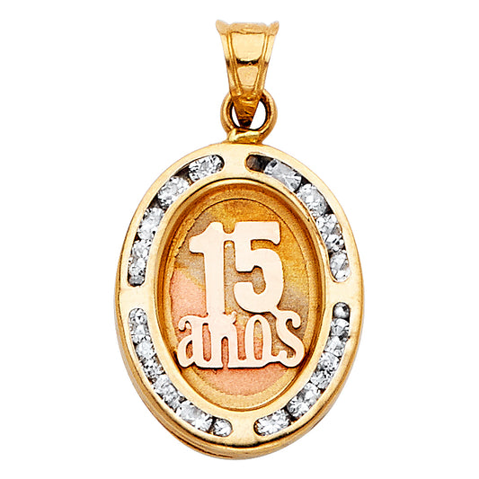 14k Tri-Color Gold Sacrament Present Quinceanera Gift Pendant Holy Spirit Charm
