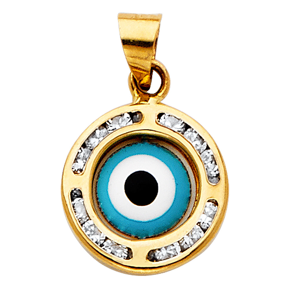 14k Tri-Color Gold Gods Providence Medallion Eye of God Medal Pendant Charm
