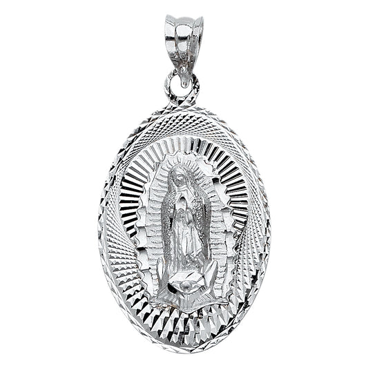 14k Yellow Gold Saint Mary of Guadalupe Medal Pendant Powerful Protection Charm