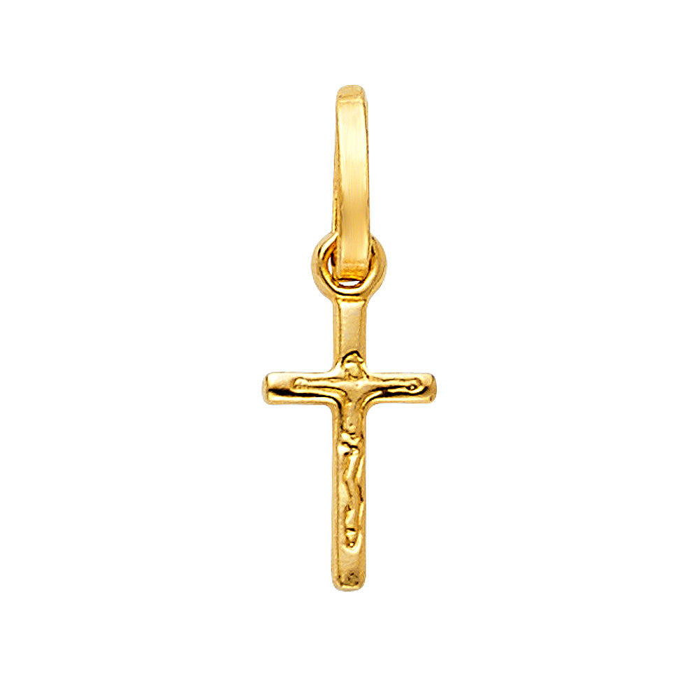14k Yellow Gold Simple Cross Pendant Christian Catholic High Polish Holy Charm