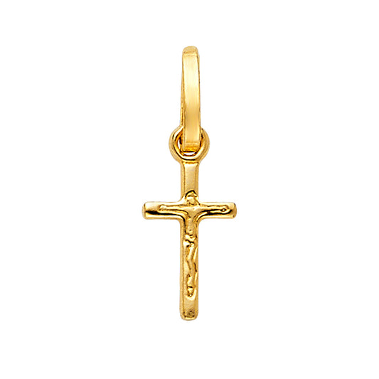 14k Yellow Gold Simple Cross Pendant Christian Catholic High Polish Holy Charm