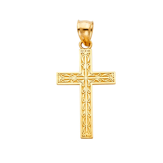 14k Yellow Gold Ornate Filigree Cross Pendant Christian Vintage Victorian Charm