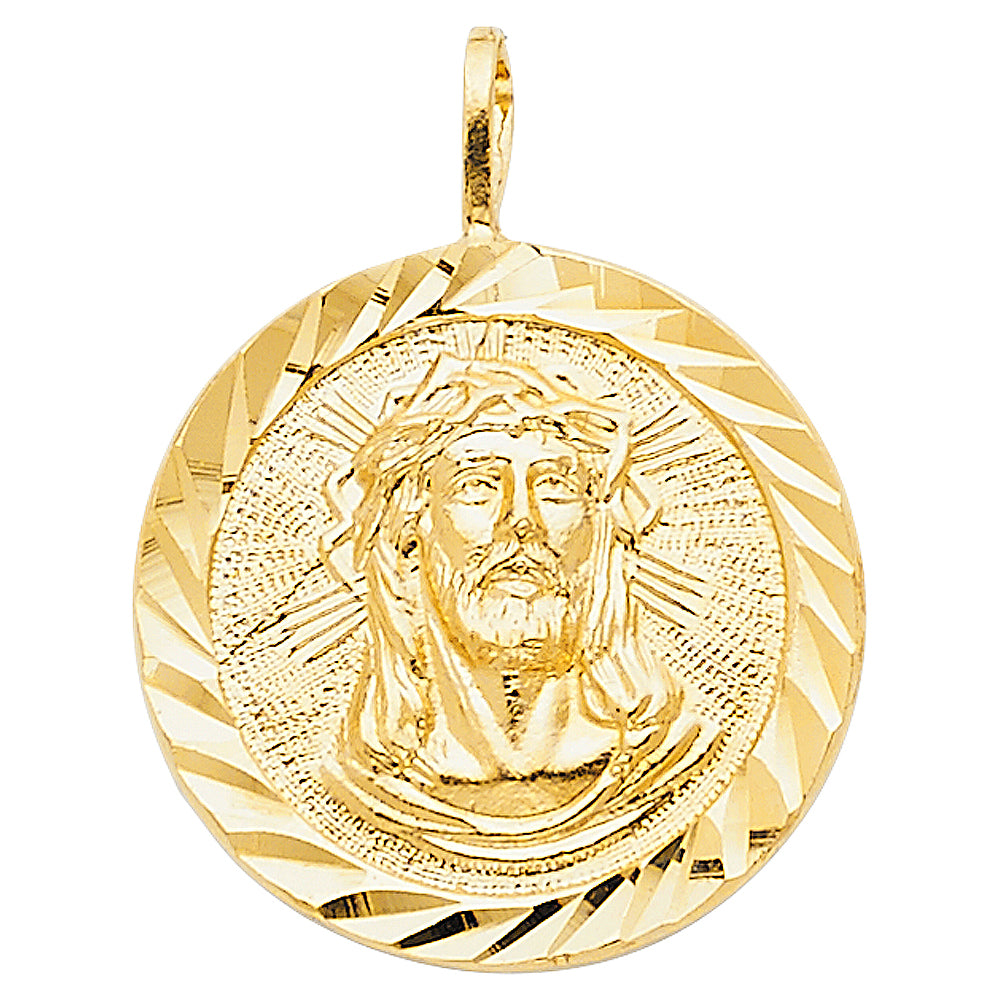 14k Yellow Gold Anointed Savior Lord Christ the King Medal Pendant Jesus Charm