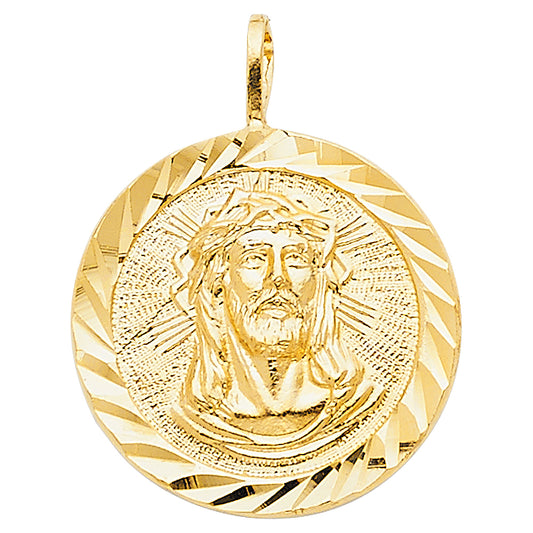 14k Yellow Gold Anointed Savior Lord Christ the King Medal Pendant Jesus Charm