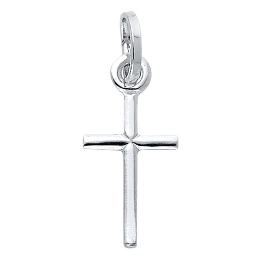 14k White Gold High Polish Cross Pendant Modern Minimalist Classic Simple Charm