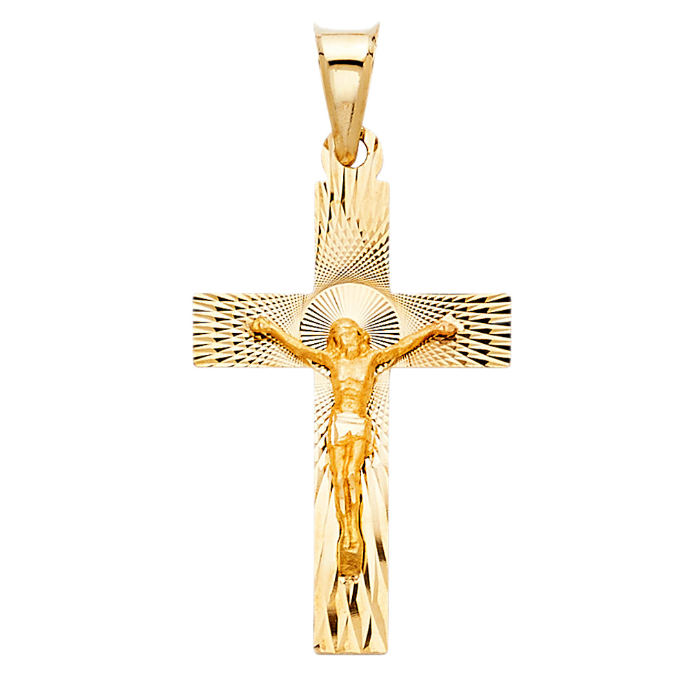 14k Yellow Gold Jesus Crucified Without Sin God The Father Crucifix Pendant