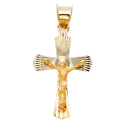 14k Yellow Gold Christian Crucifix Pendant Jesus Christ Religious Charm