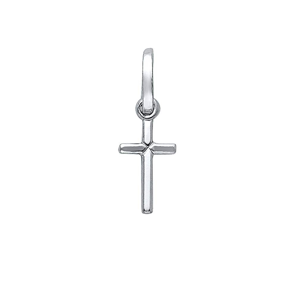 14k White Gold Simple Cross Pendant Tiny Traditional Elegant Classic Charm