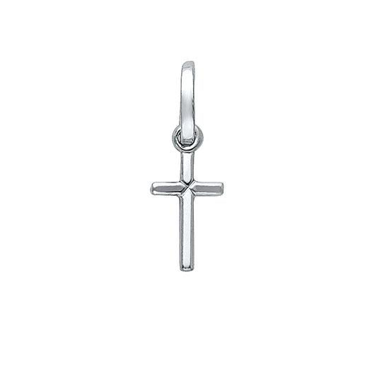 14k White Gold Simple Cross Pendant Tiny Traditional Elegant Classic Charm