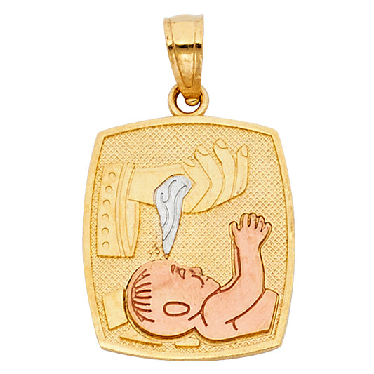 14k Tri-Color Gold Life in the Spirit Holy Baptism Ceremony Pendant Charm