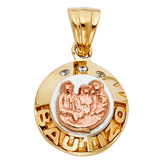 14k Two-Color Gold Mi Bautizo Holy Baptism Ceremony Pendant Charm