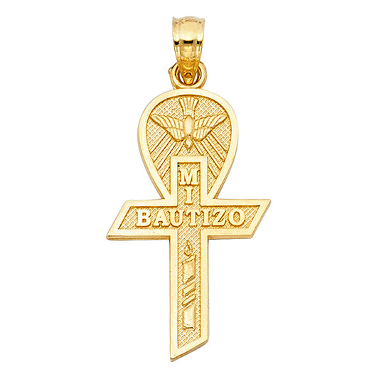 14k Yellow Gold Mi Bautizo Holy Baptism Ceremony Pendant Catholic Present Charm