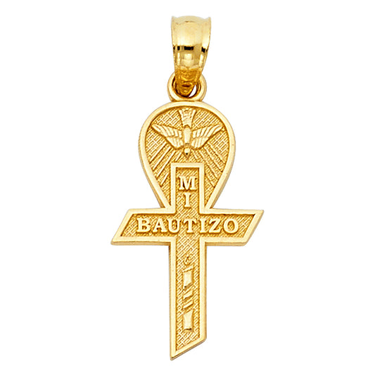 14k Yellow Gold Mi Bautizo Holy Baptism Ceremony Pendant Catholic Present Charm
