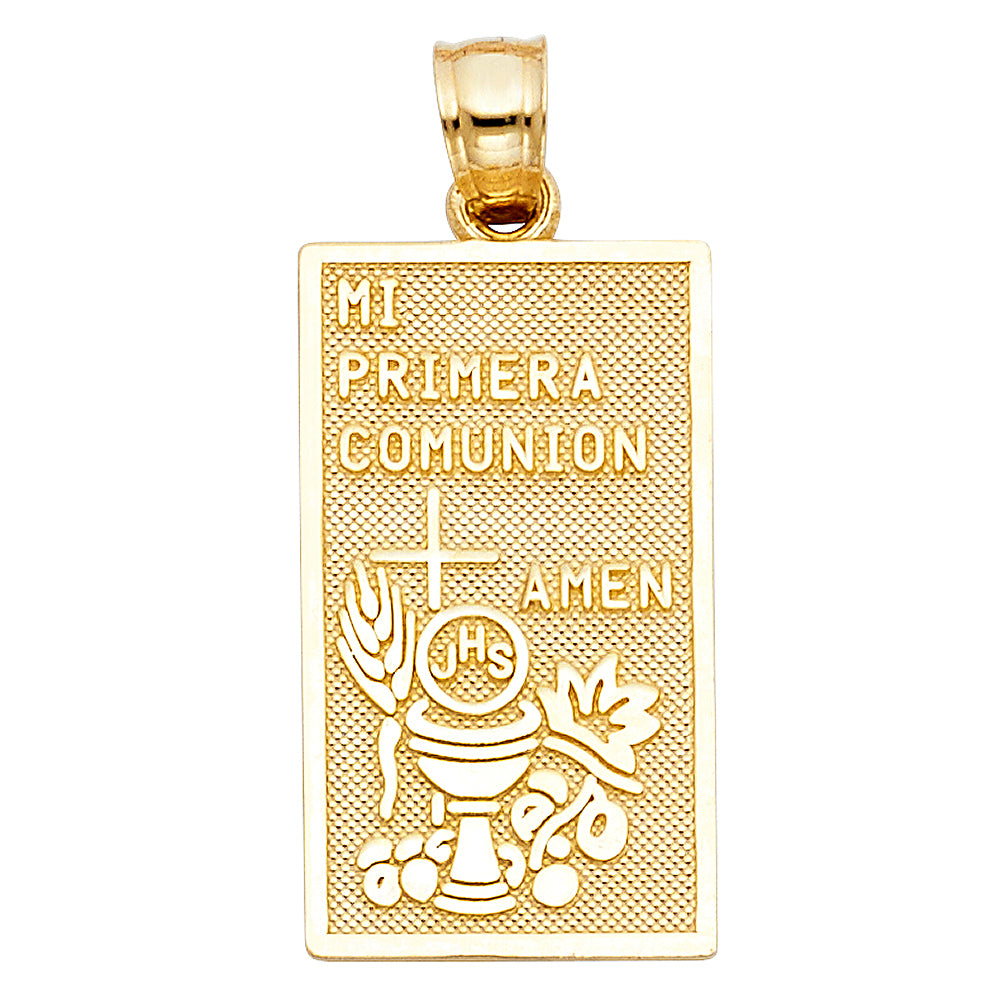 14k Yellow Gold Holy Sacrament My First Communion Medal Pendant Charm