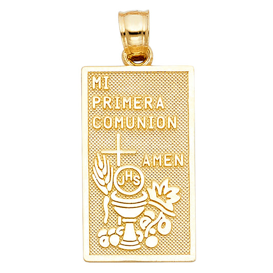 14k Yellow Gold Holy Sacrament My First Communion Medal Pendant Charm