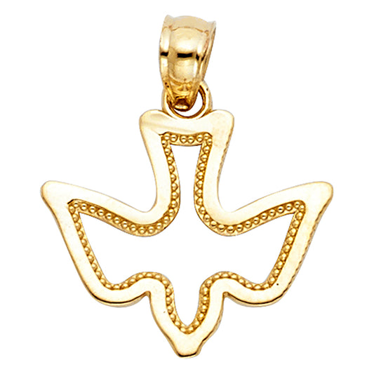 14k Yellow Gold Angel Peace Heaven Holy Spirit Dove Pendant Paradise Charm