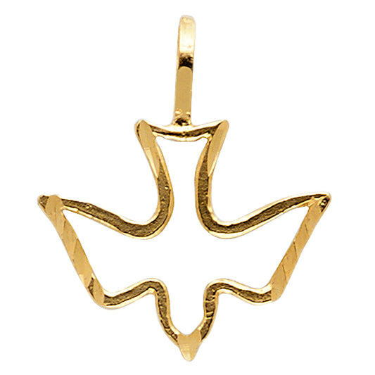 14k Yellow Gold Angel From Heaven Holy Spirit Dove Medal Pendant Christian Charm