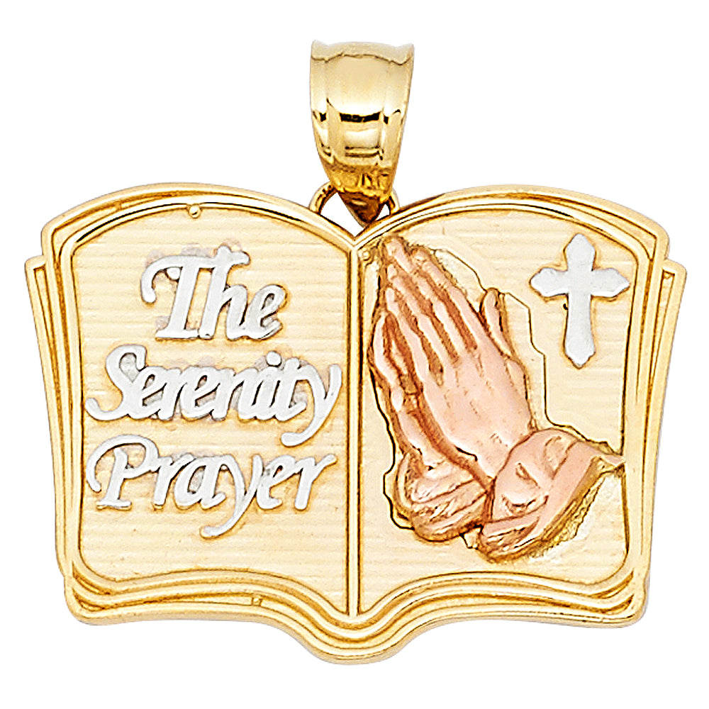 14k Yellow Gold God Grant Me Peace The Serenity Prayer Pendant Strength Charm