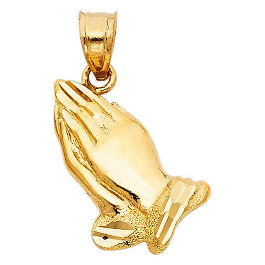 14k Yellow Gold Hear Our Prayers Praying Hands Prayer Medal Pendant Charm