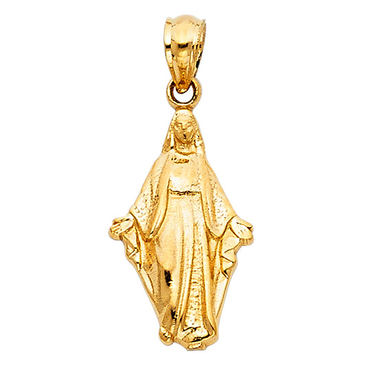 14k Yellow Gold Blessed Virgin Saint Mary Promise Medal Pendant Holiness Charm