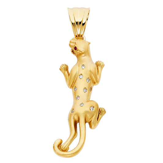 14k Yellow Gold Mountain Lion Black Panther on the Prowl Pendant Charm